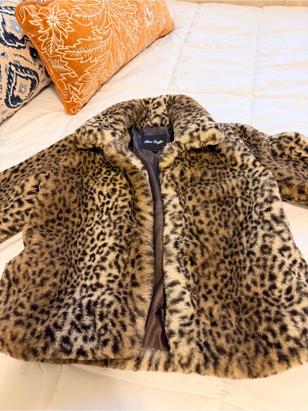 Kids Faux Leopard Teddy Jacket - Brown by Miss Candy